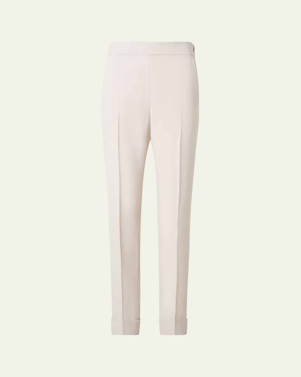 Chris Crepe Tapered-Leg Cuffed Pants